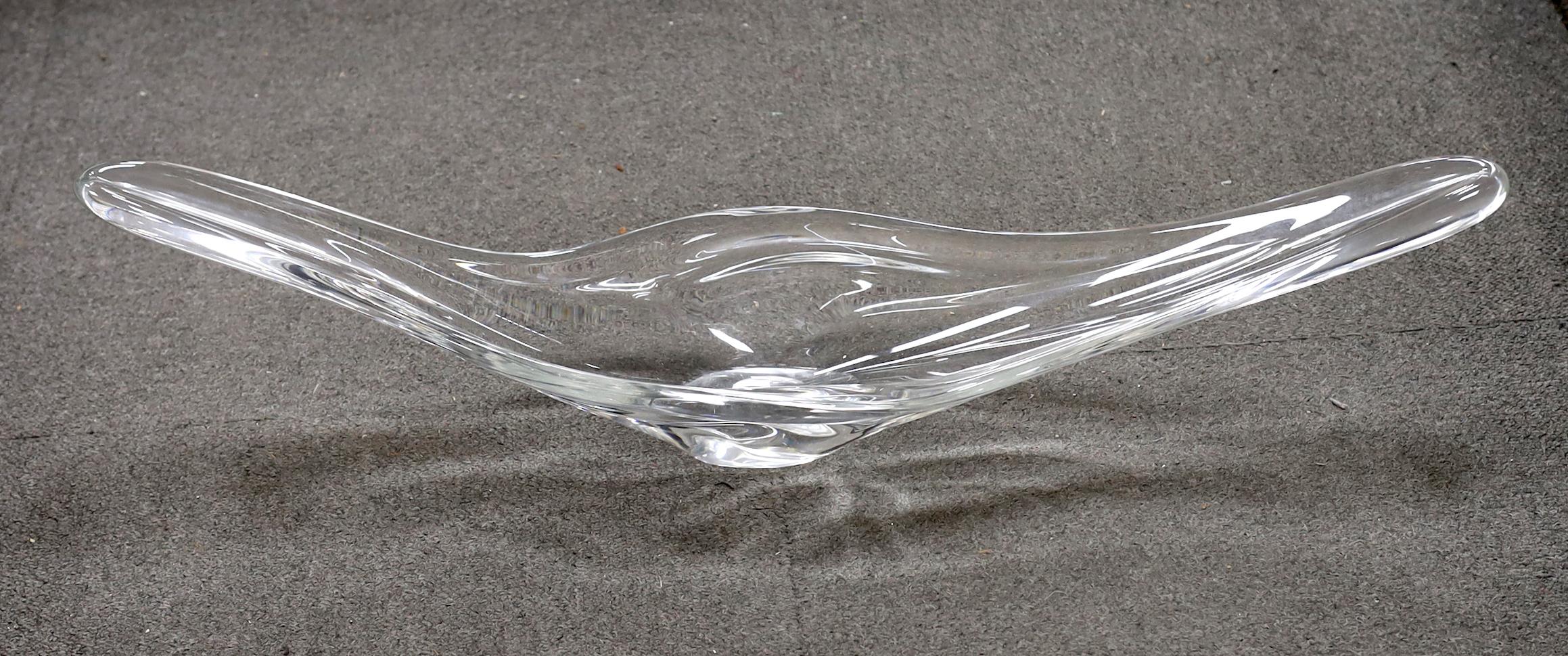 A Schneider 1960's abstract clear art glass dish, 80cm wide